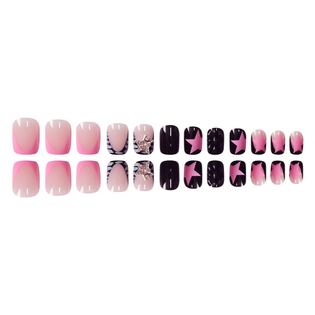 Artistic Press-On Nail Set with Star and Glitter Accents Kalsten