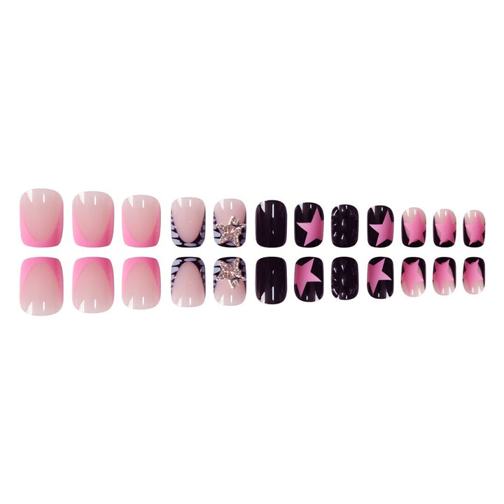 Artistic Press-On Nail Set with Star and Glitter Accents Kalsten