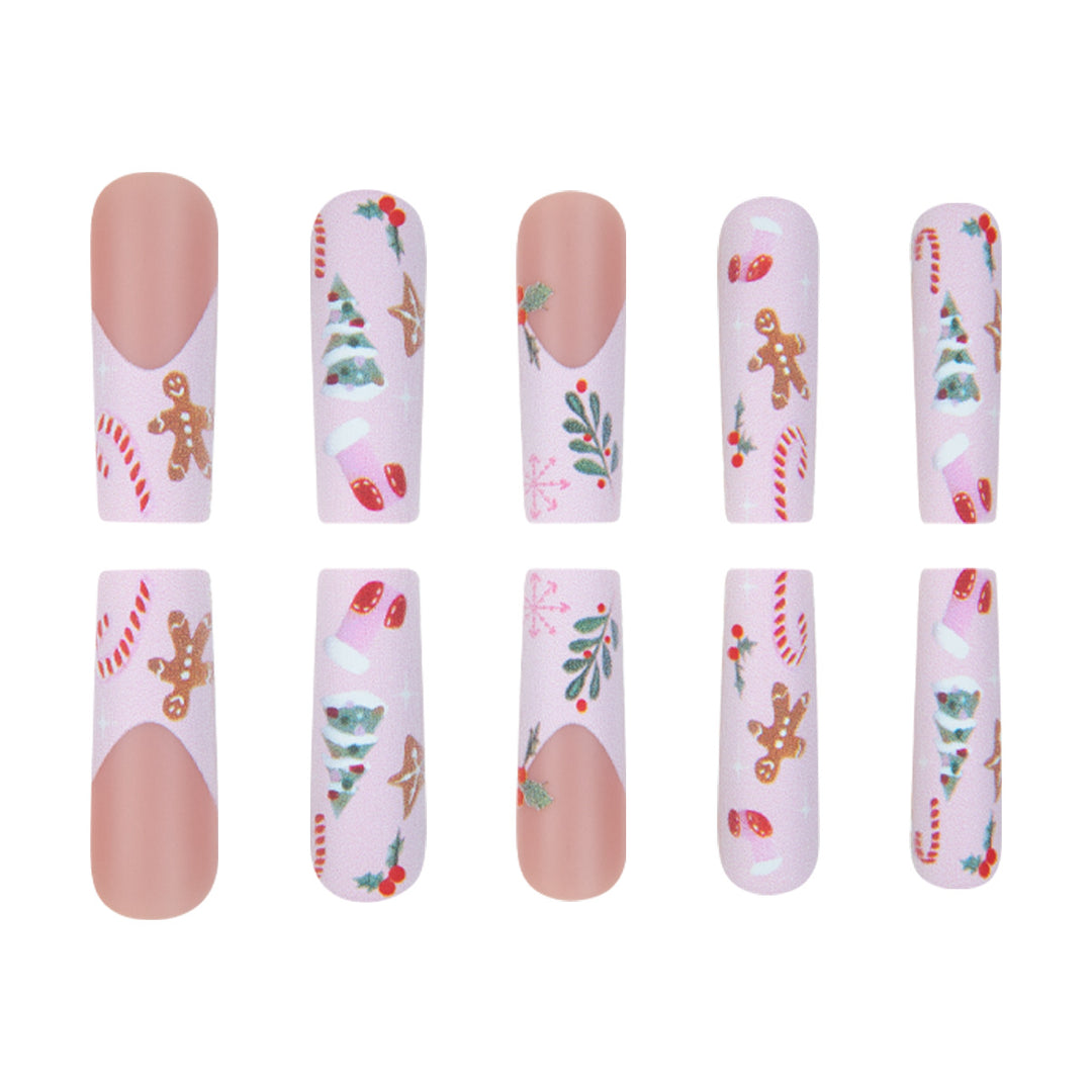 Festive Holiday-Themed Long Press-On Nails Kalsten