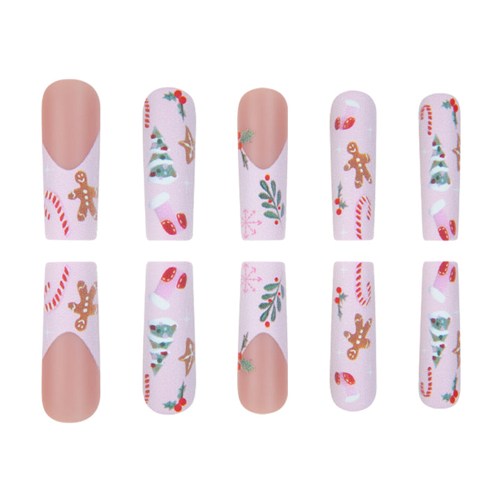 Festive Holiday-Themed Long Press-On Nails Kalsten