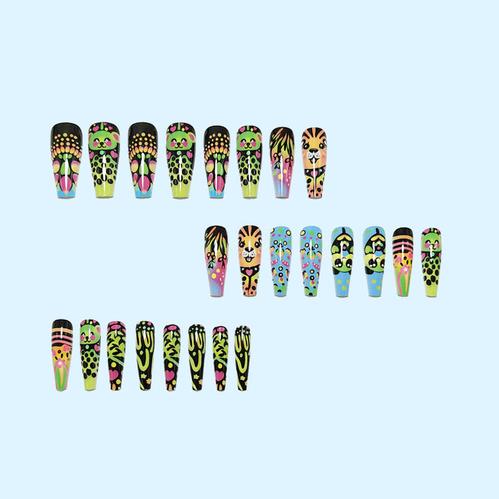 Creative artificial nails with colorful animal designs Kalsten