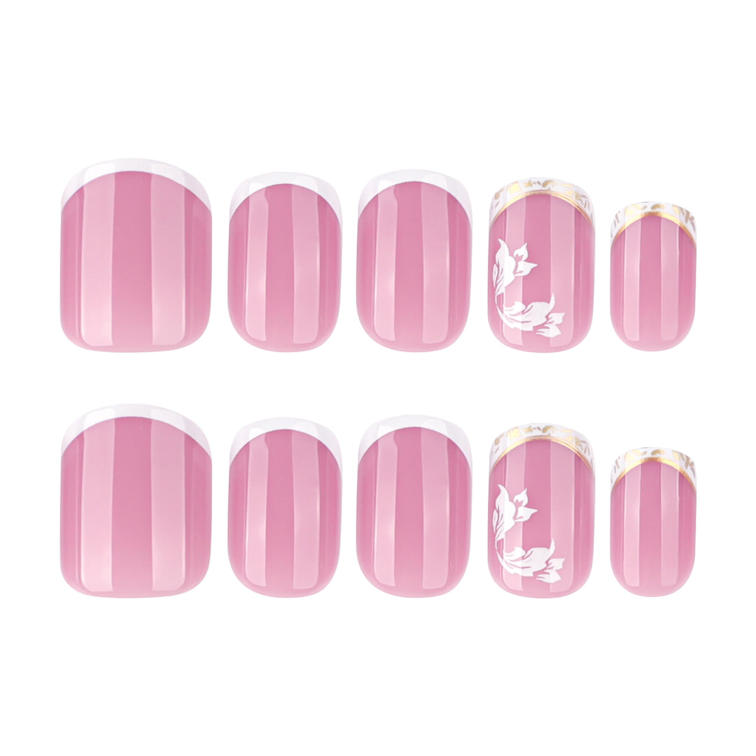 Artful nail art with elegant French tip and floral accents Kalsten