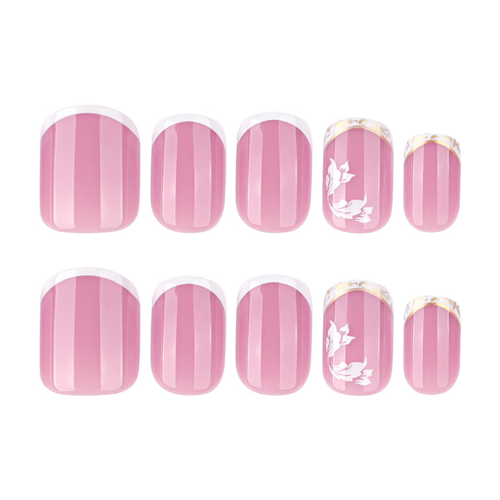 Artful nail art with elegant French tip and floral accents Kalsten