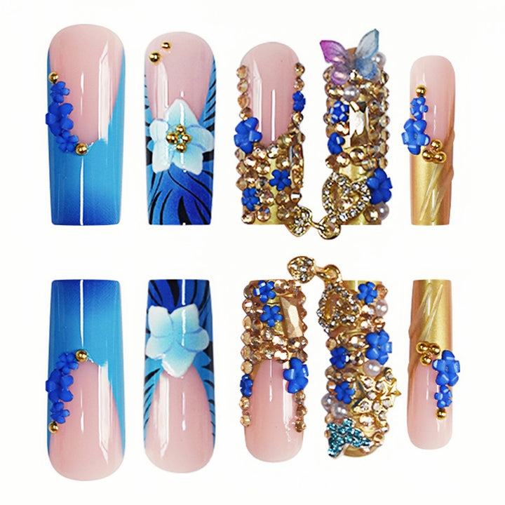 Artistic Floral Embellished Press-On Nail Extensions Kalsten