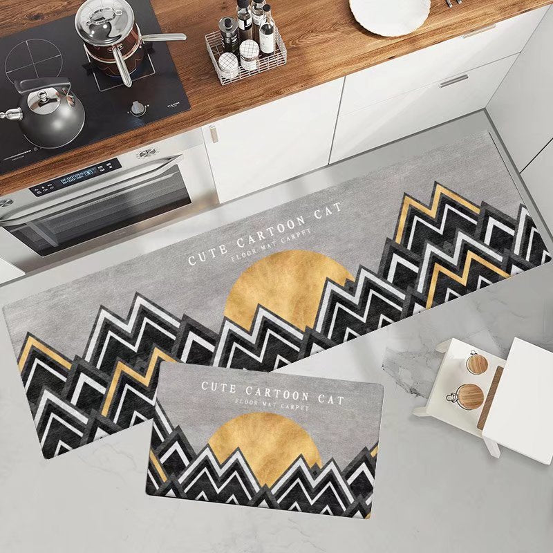 Marble-Pattern Kitchen Runner Mat Set Kalsten