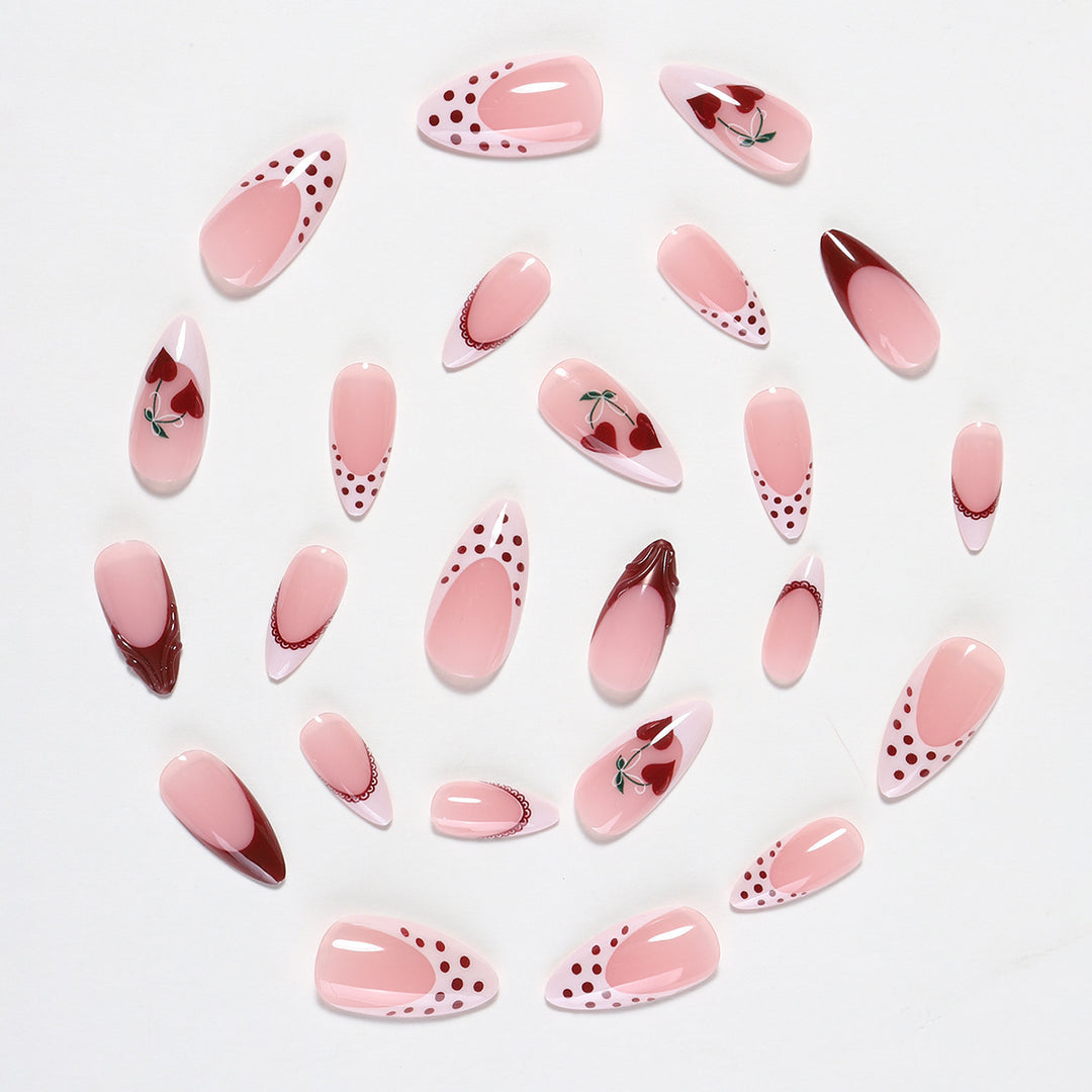 Creative nail art set with romantic heart design and playful accents Kalsten