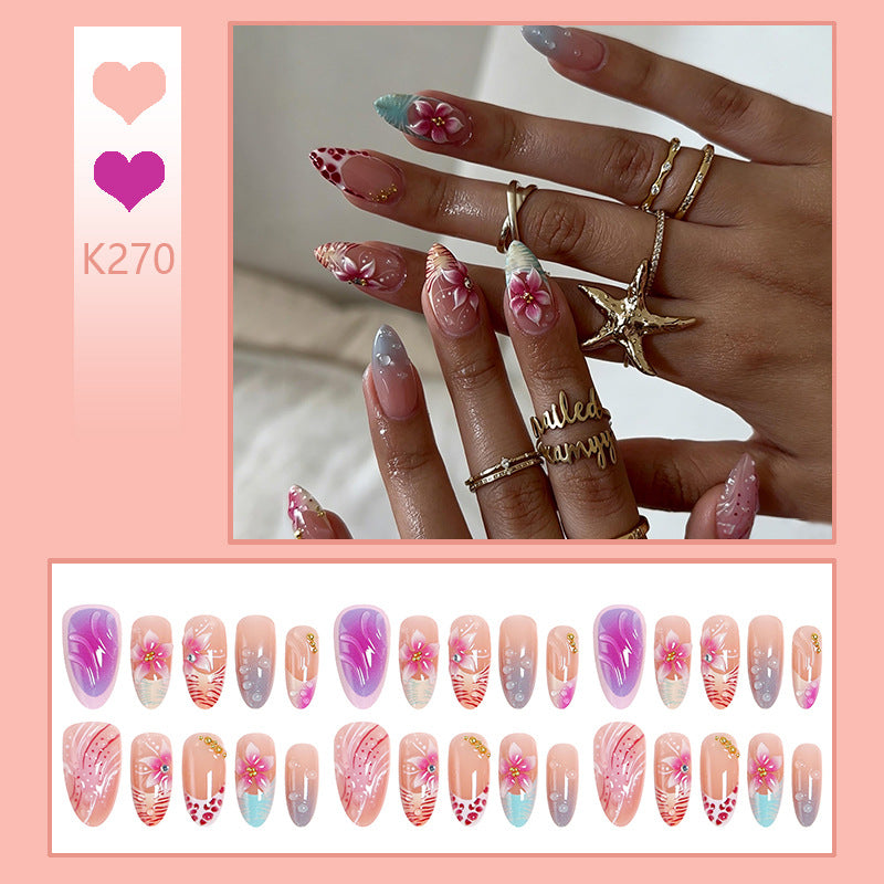 Artificial Nail Set with Floral and Glittering Accents Kalsten