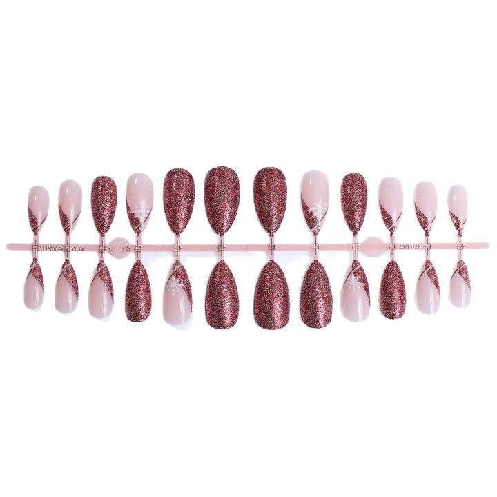 Glamorous Press-On Nail Set with Glitter Accent and Almond Shape Kalsten