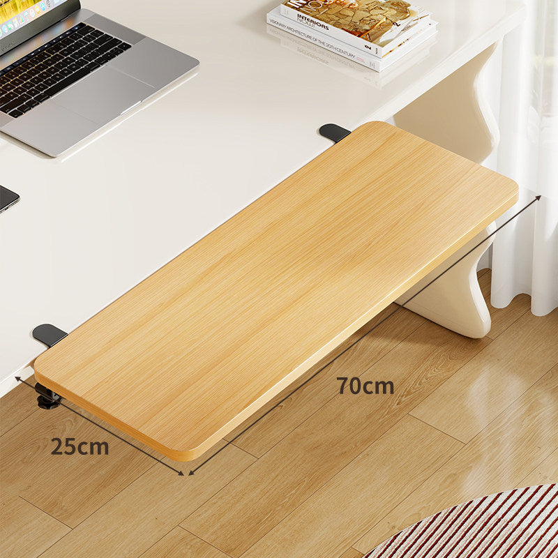 Under-Desk Bamboo Slide-Out Work Surface Clamp-Mounted Keyboard & Mouse Platform