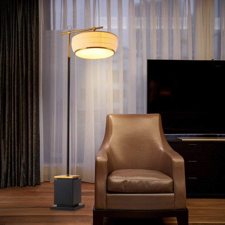 Elegant Adjustable Floor Lamp with Geometric Base