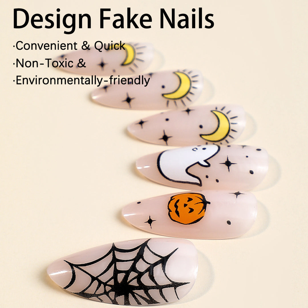 Acrylic nail set with creepy Halloween design Kalsten