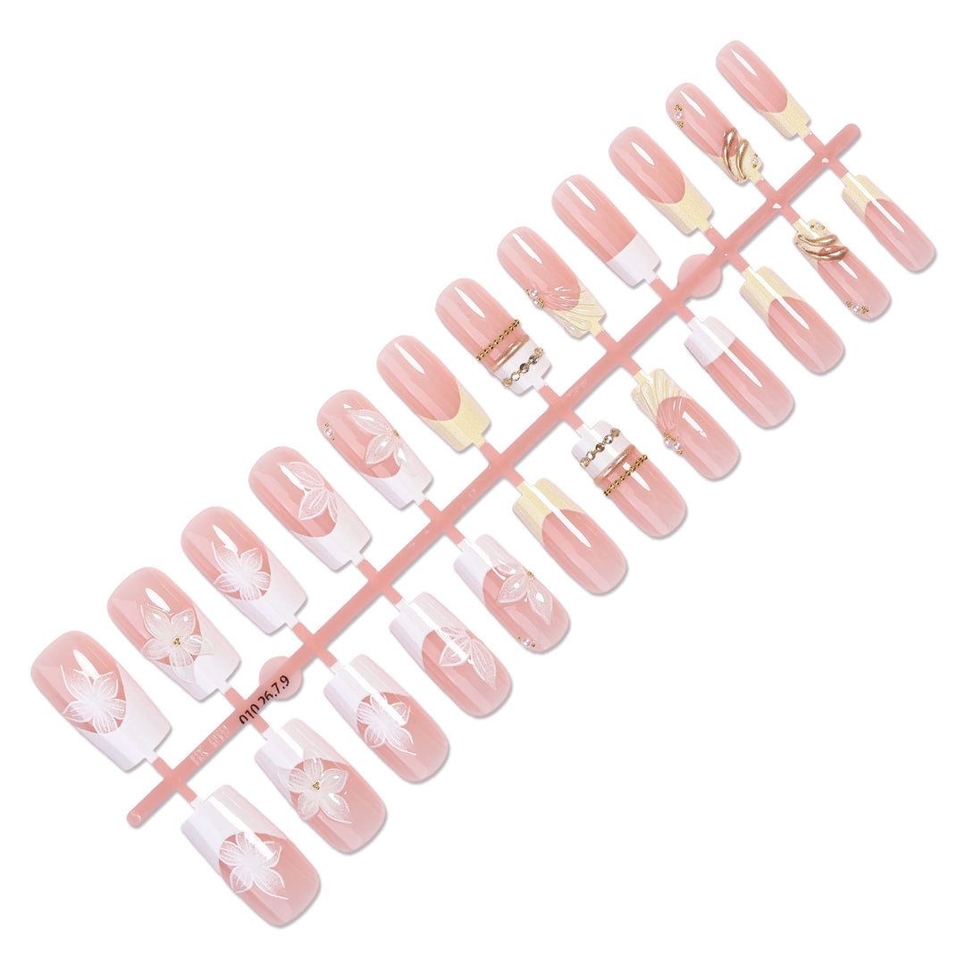 Artificial artificial nails with elegant flower design and luxurious accents Kalsten