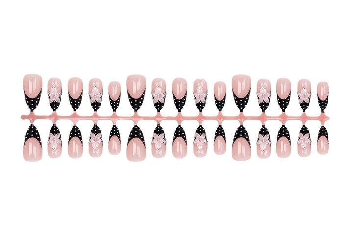Artificial nail set with elegant 3D flowers and stylish dots Kalsten
