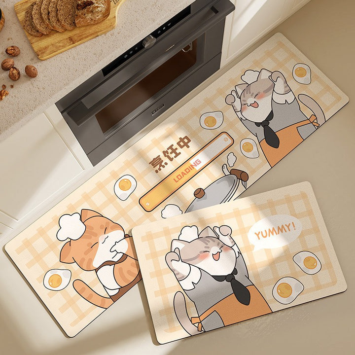 Cartoon-Themed Anti-Fatigue Kitchen Mat