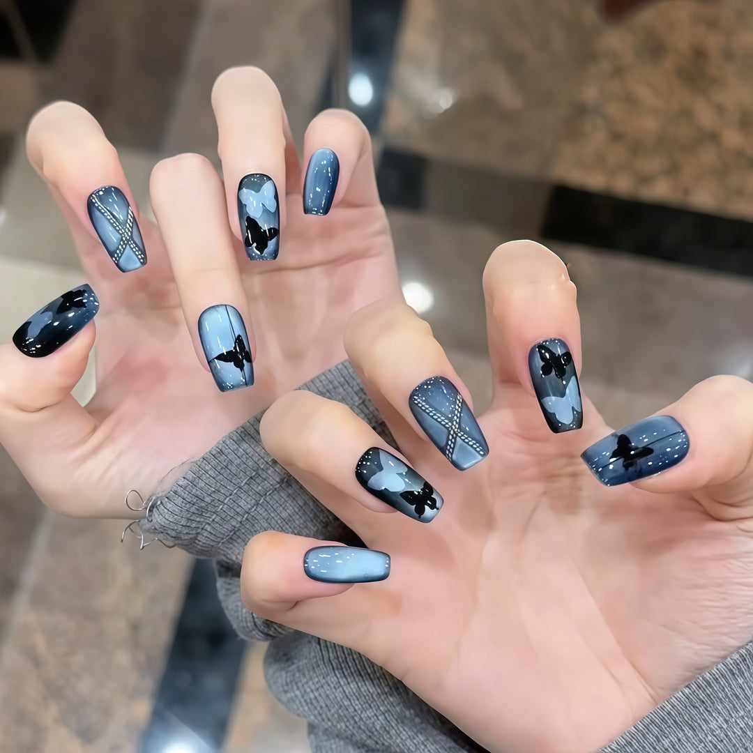 Glamorous artificial nails with fashionable butterfly design Kalsten