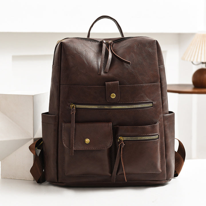 Stylish Multi-Pocket Faux Leather Backpack Kalsten