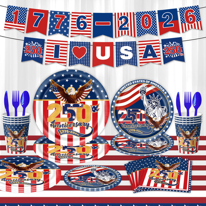 Unisex decorative paper napkins set anniversary motif USA square disposable Kalsten