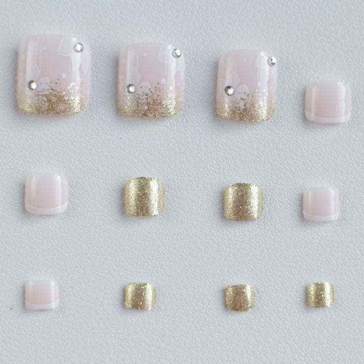 Elegant Floral Decorative Press-On Toenails
