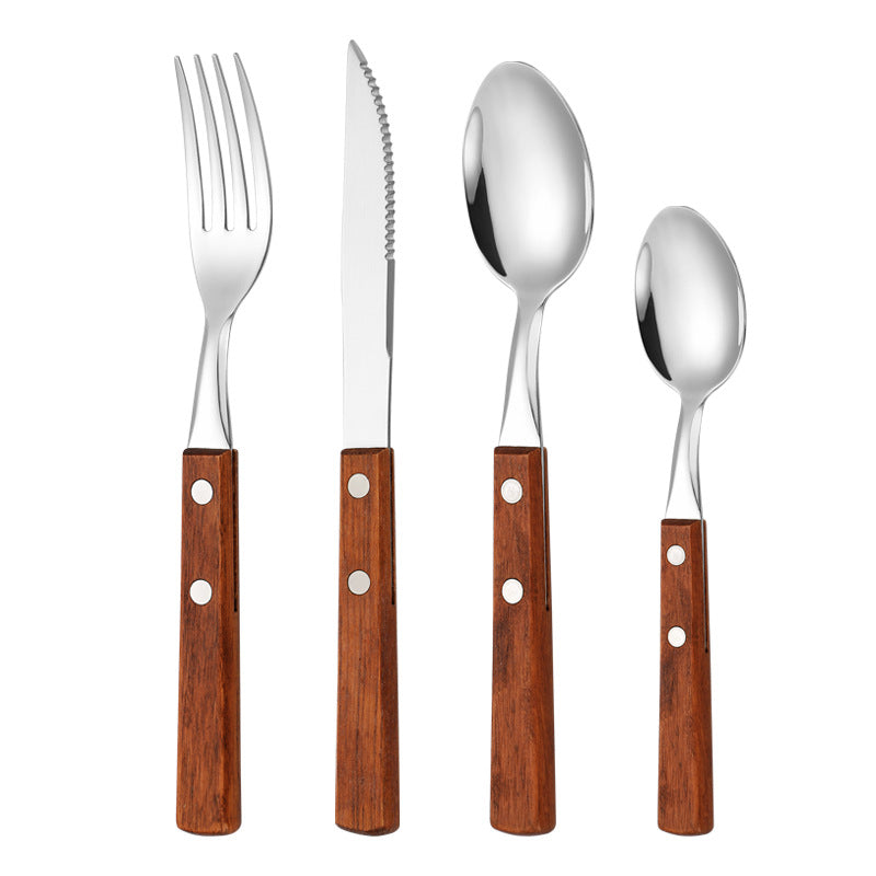 Dessert spoon with ergonomic wooden handle Kalsten