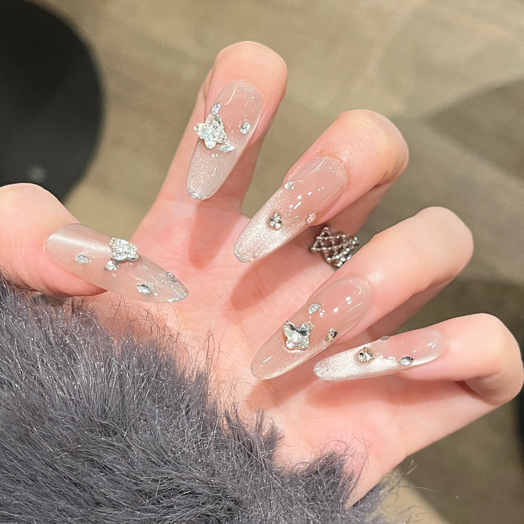Decorative Press-On Nails with Gem Accents Kalsten