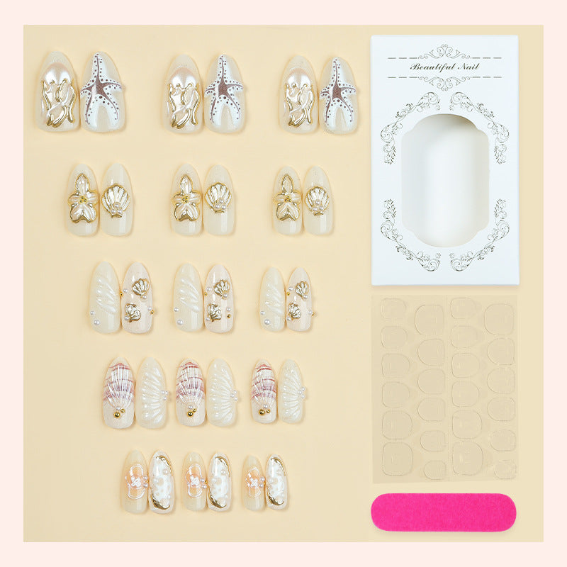 Artistic Coastal-Themed Press-On Nail Set kalsten