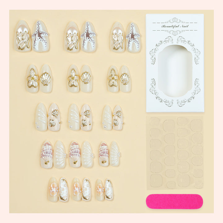 Artistic Coastal-Themed Press-On Nail Set kalsten