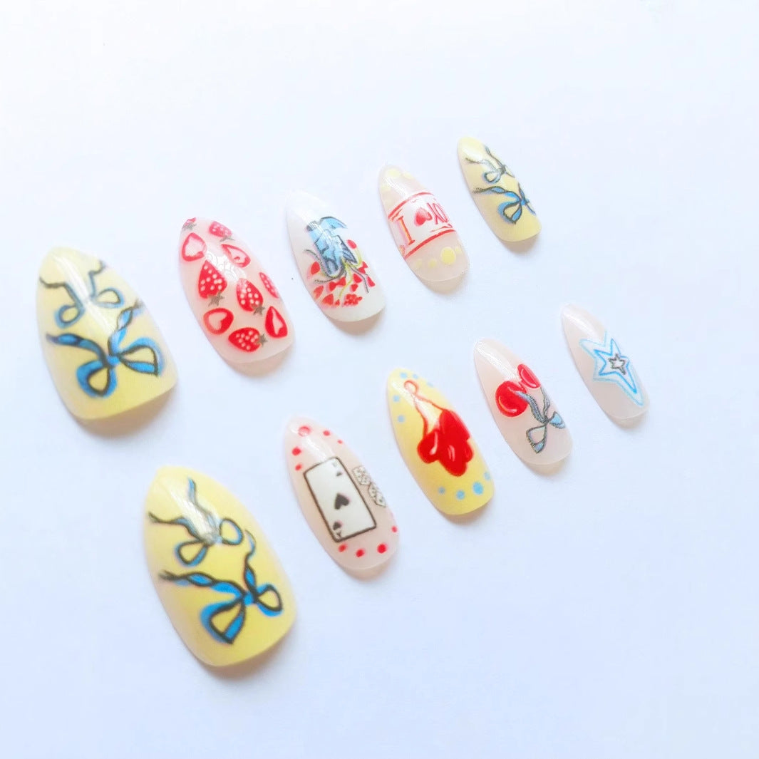 Art nail set with playful motifs and creative designs Kalsten