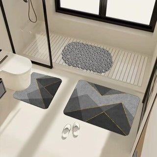 Modern Geometric Bath Mat Set
