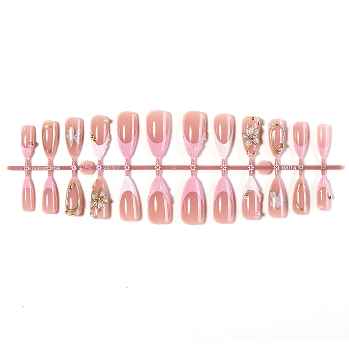 Decorative Press-On Nail Set with Floral Designs kalsten