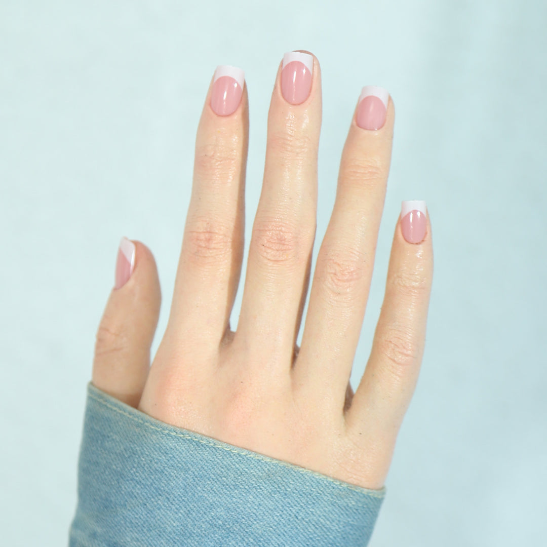 Elegant French Tip Press-On Nails with Glossy Finish Kalsten