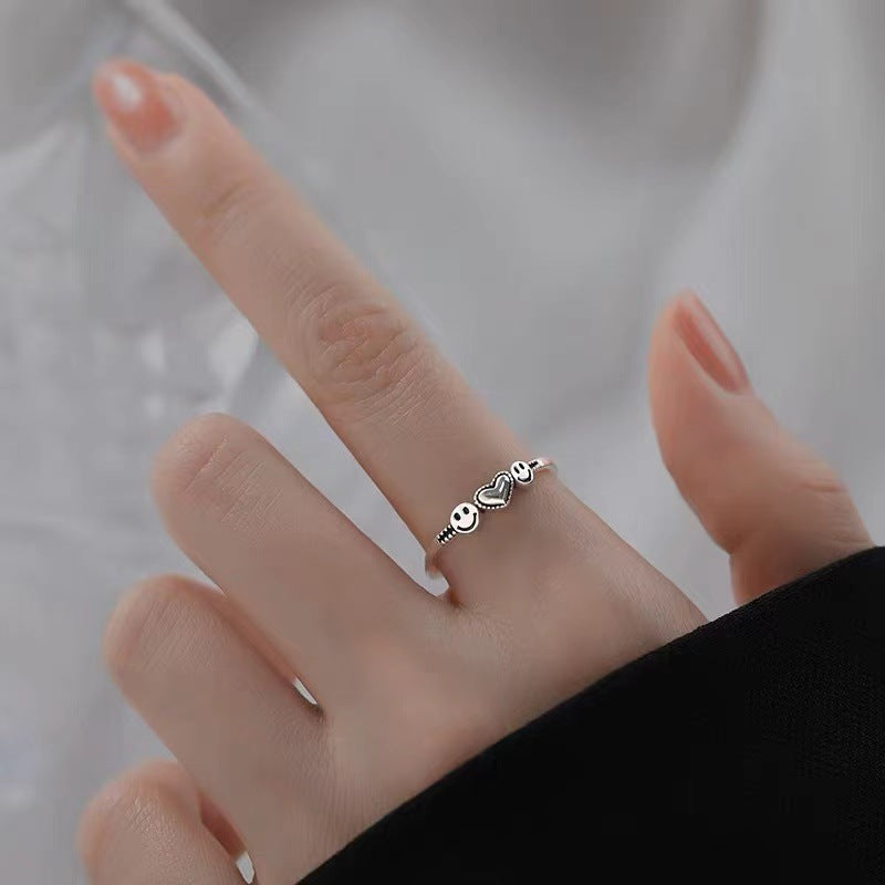 Fashionable Adjustable Smile and Heart Ring Kalsten