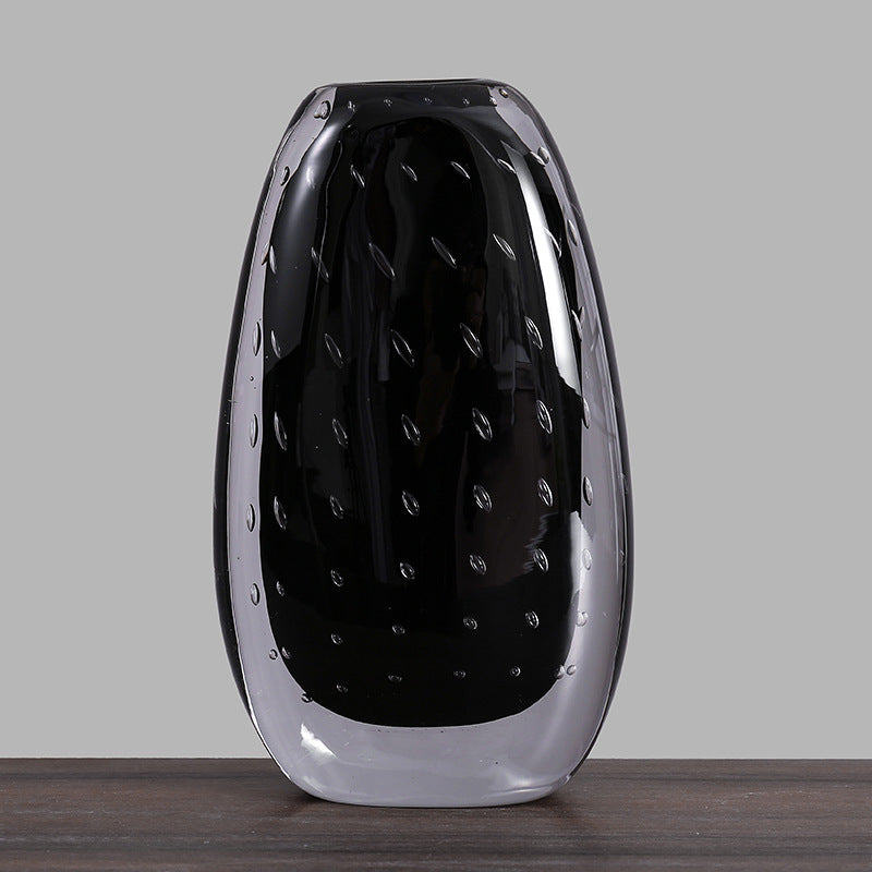Handblown Encased-Bubble Sculptural Glass Vase Kalsten