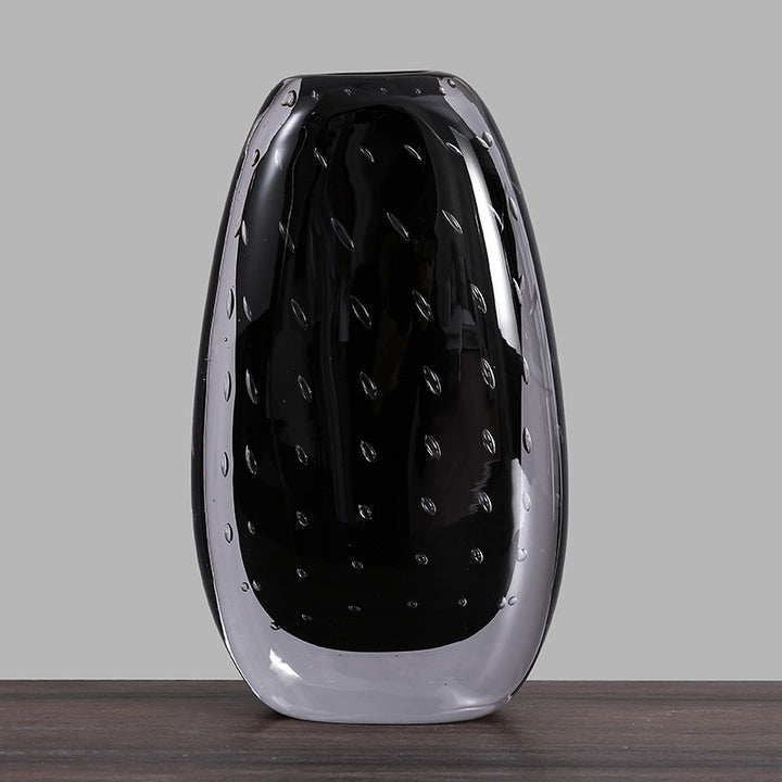 Handblown Encased-Bubble Sculptural Glass Vase Kalsten