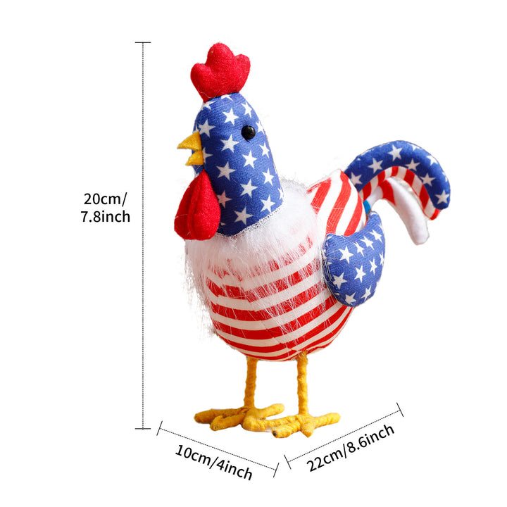 Unisex standing fabric figure rooster with padded stuffing and star stripe pattern Kalsten