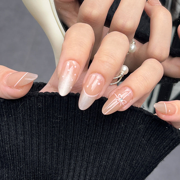 Glamorous Press-On Nail Set with Decorative Gemstone Accents Kalsten