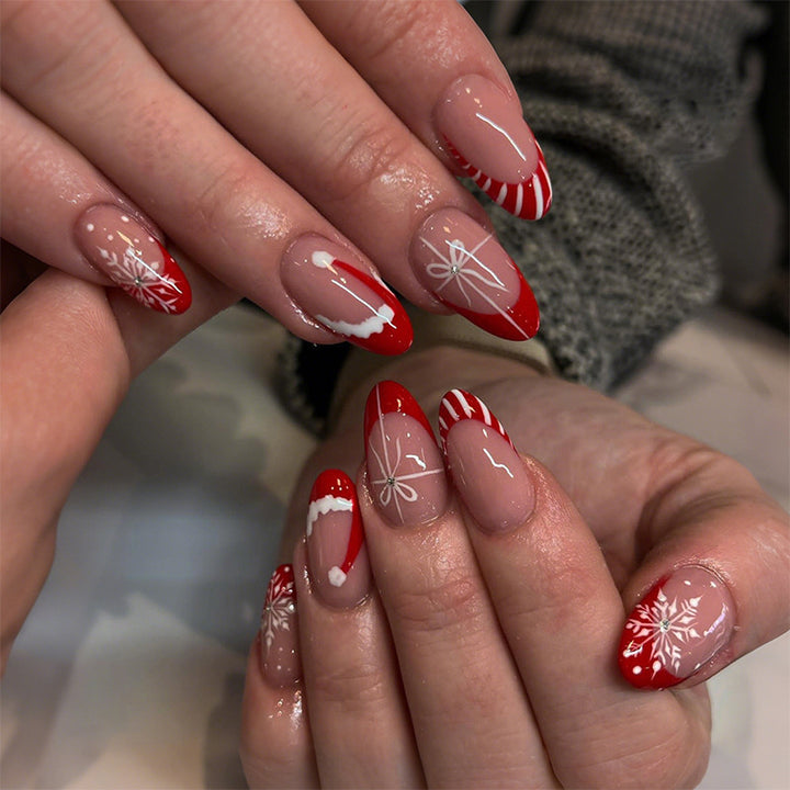 Creative acrylic nail set with festive snowflake design Kalsten