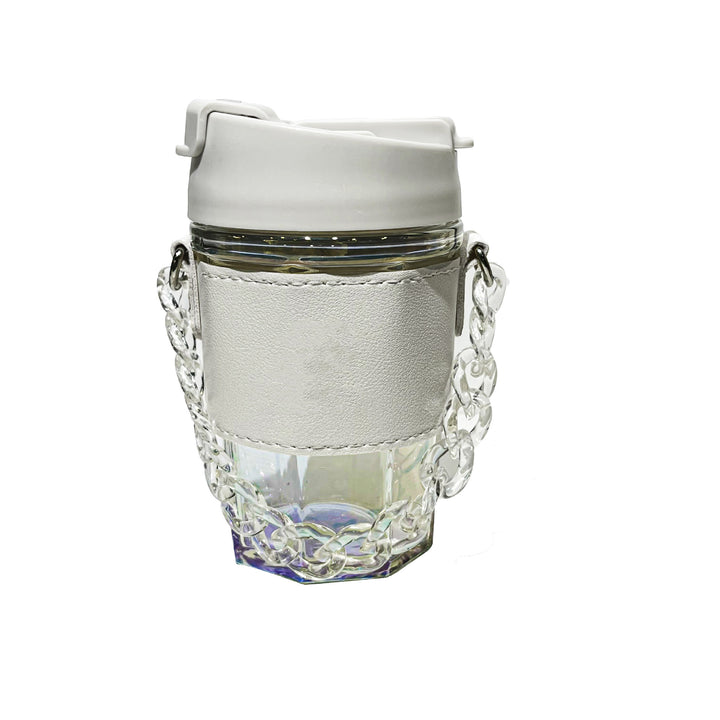 Ladies trendy glass cup with chain carrying strap Kalsten