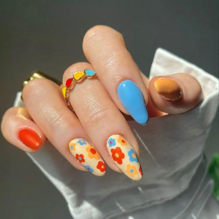 Colorful Floral Nail Art