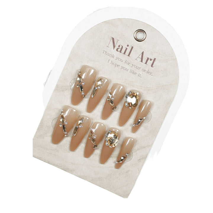 Glamorous Crystal-Embellished Press-On Nail Set Kalsten