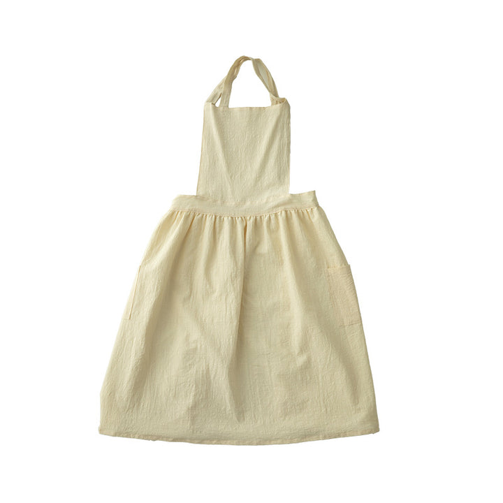 Casual apron dress with adjustable straps, gathered waist and side pockets Kalsten