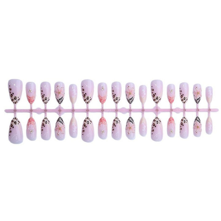 Artificial nail set with floral and leopard designs Kalsten