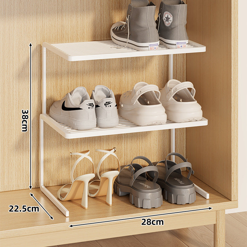 Compact Double-Layer Adjustable Shoe Shelf Riser for Cabinet and Closet