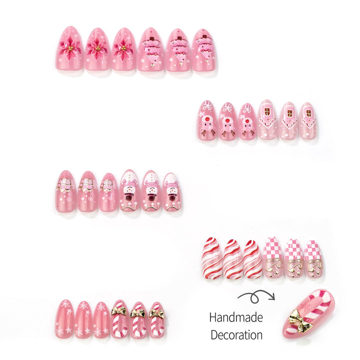 Festive Holiday-Themed Press-On Nail Art Set