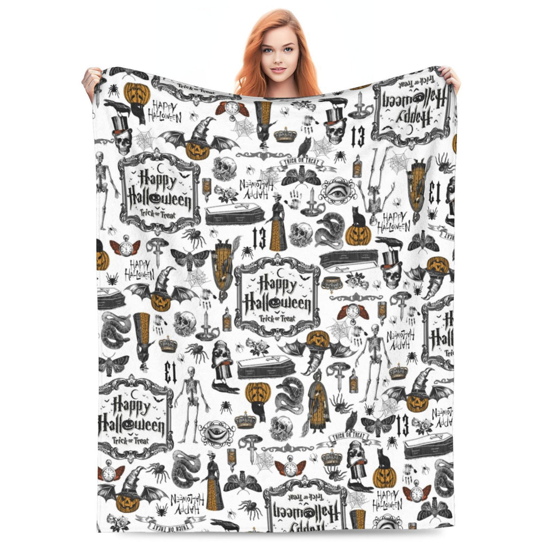 Halloween-Themed Cozy Fleece Blanket