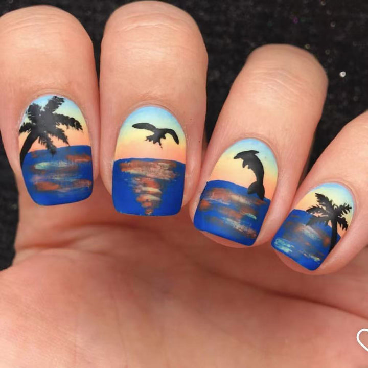 Artistic Ocean-Themed Press-On Nails Kalsten