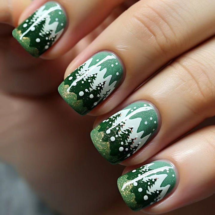 Festive Winter Forest Nail Art Kalsten