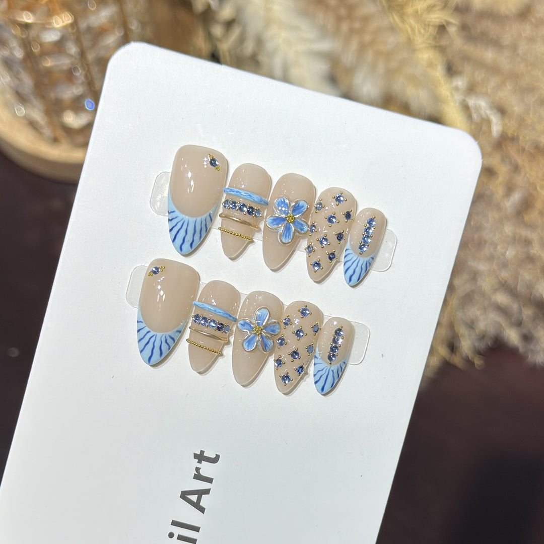 Decorative Nail Art Set with Floral and Gemstone Accents Kalsten