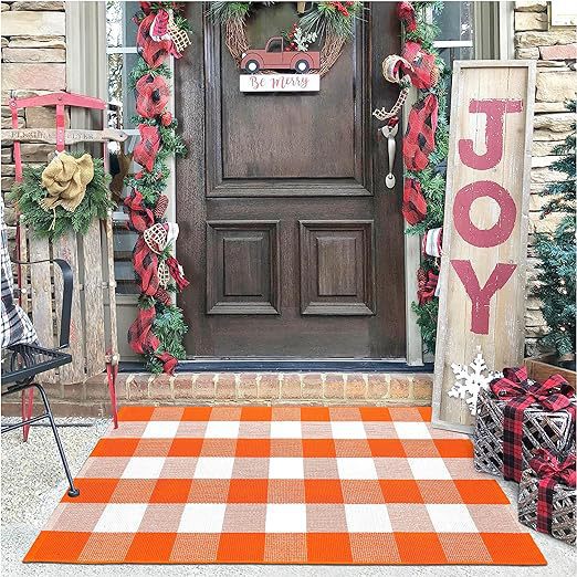 Plaid Outdoor Welcome Mat