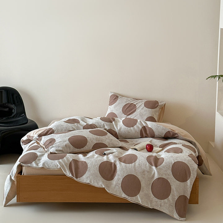 Bedding set made of cotton-linen with oversized polka dot pattern