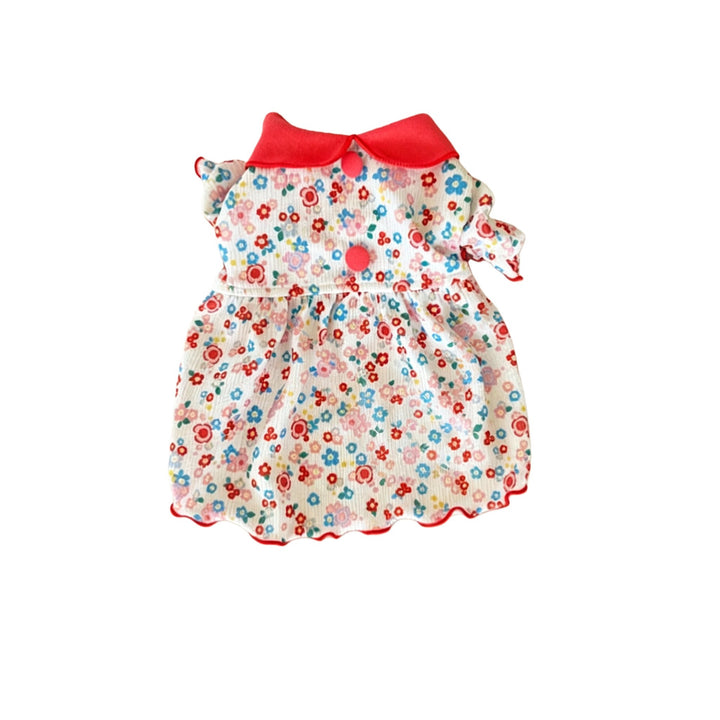 Baby Floral Ribbed Cotton Dress with Peter Pan Collar